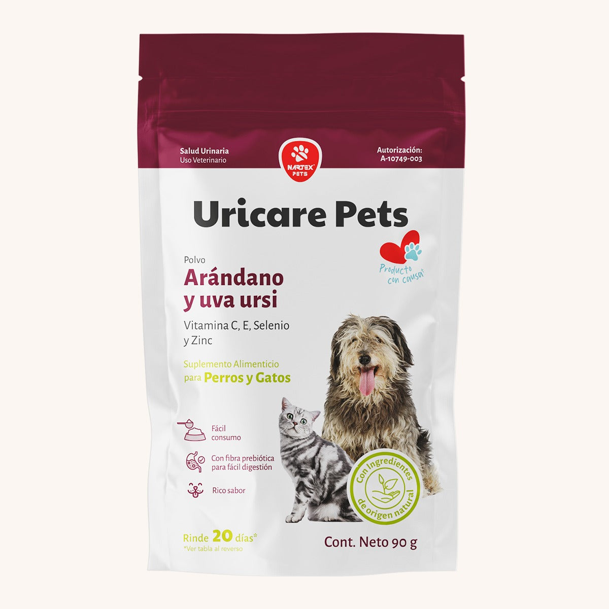 Uricare Pets: Suplemento Natural para la Salud Urinaria de Perros y Gatos (90g)