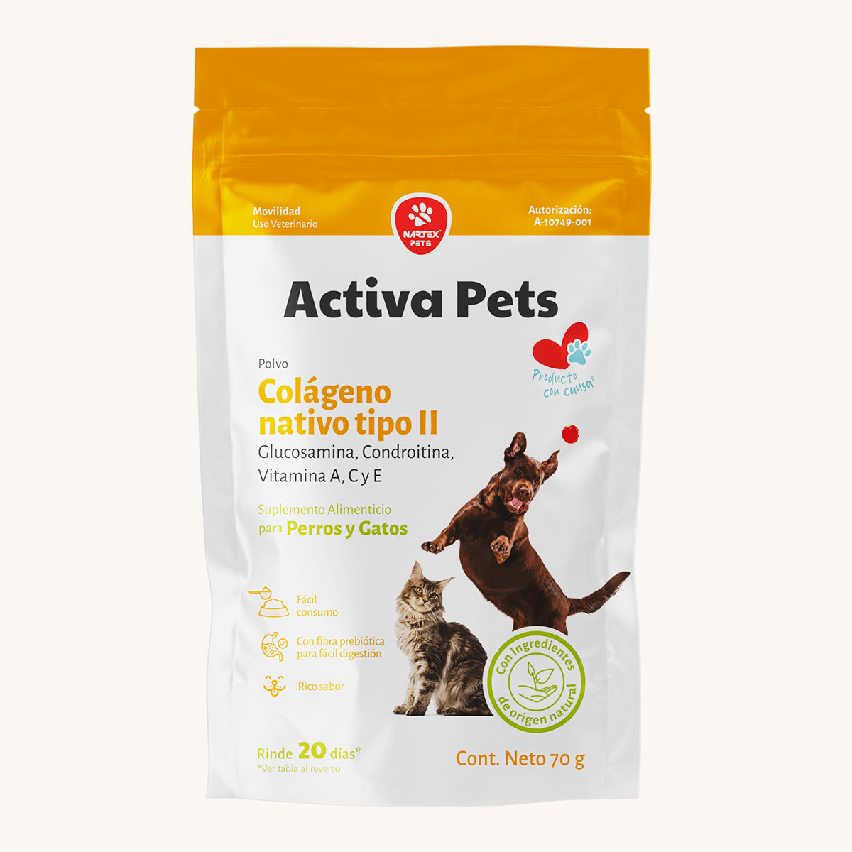 Activa Pets: Suplemento en Polvo para la Movilidad y Articulaciones de Perros y Gatos (70g)